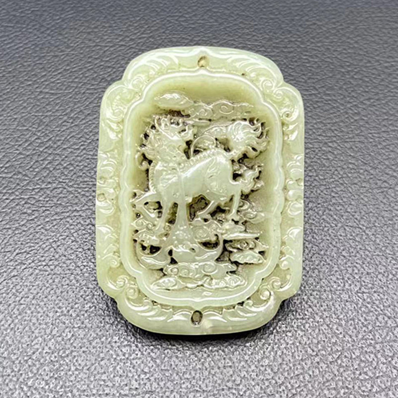 和田玉麒麟玉牌玉佩仿古明清做旧祥瑞吊坠挂件古风汉服腰佩玉流苏-淘宝网