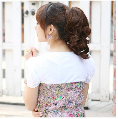 Ultra-realistic girl wig Short-style curly ponytail supernatural roll fluffy summer tied rolled ponytail wigs-Taobao