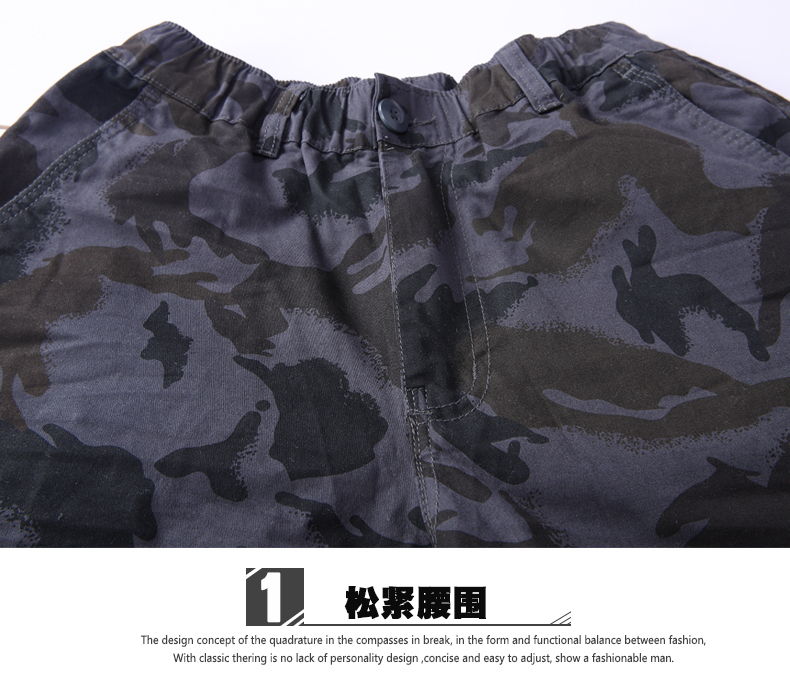 Quần crop top nam mùa hè mỏng phần nhiều túi quần xu hướng ngụy trang quần short rộng quần thể thao cỡ lớn quan jean nam