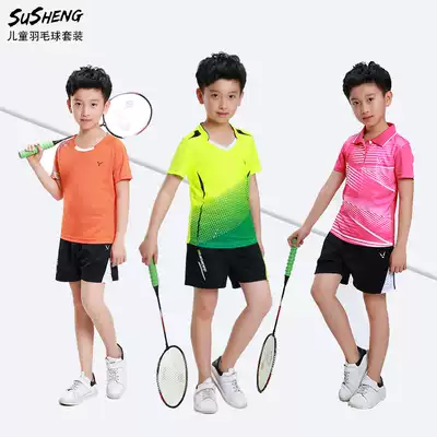 Children's badminton suit summer table tennis sportswear round neck competition short sleeve sportswear
