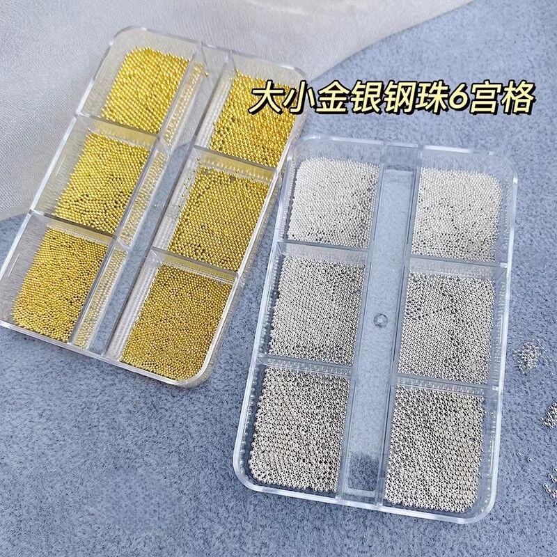 Mini Nail Art Steel Bead Accessory Set Box with Gold and Silver Steel Bead Chains DIY Trendy Nail Decorations New Style Mini Nail Art Steel Bead Accessory Set Box with Gold and Silver Steel Bead Chains DIY Trendy Nail Decorations New Style