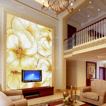Living room ice jade mosaic background wall cut painting puzzle mosaic porch TV tile hibiscus European style