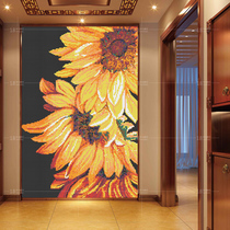 Art crystal glass mosaic background wall living room TV entrance aisle puzzle mosaic sunflower
