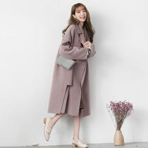 2021 new large size womens autumn and winter Korean version of long woolen coat cashmere double-sided woolen coat