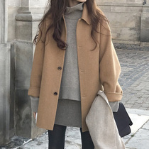 Autumn and winter woolen coat small man 2021 new cashmere double-sided thick woolen jacket large size womens clothing