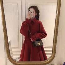 Autumn and winter 2021 French woolen jacket woolen coat small man Hong Kong style two-piece female retro chic