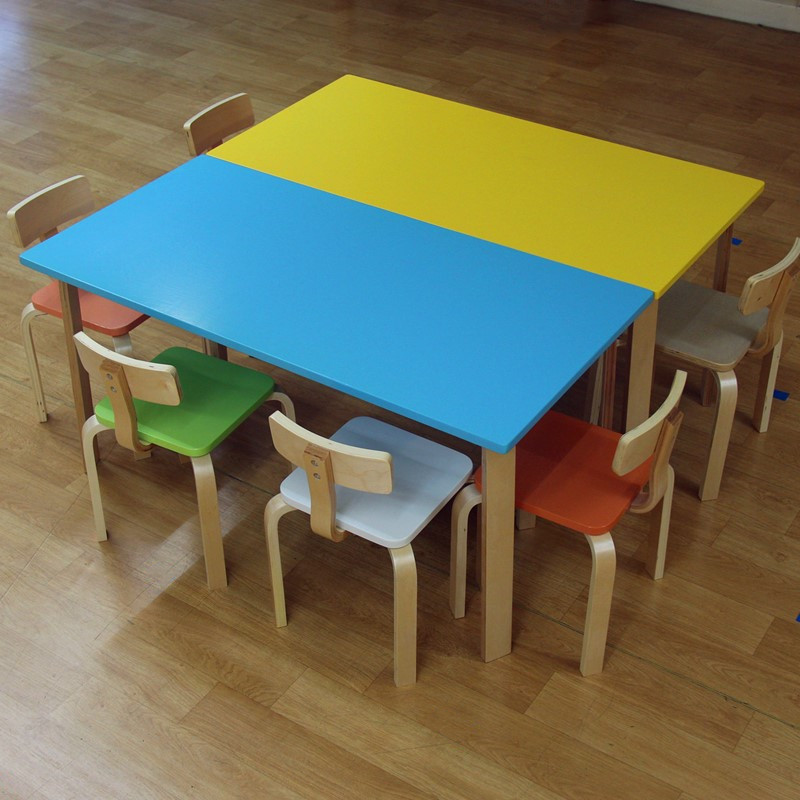 Kindergarten table Solid wood children's table and chair set Art painting training institutions tutoring class Primary school students desks and chairs