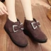 Thời trang mùa đông cũ giày vải Bắc Kinh giày nữ giày cotton cộng với giày cao nhung mẹ giày dày dày chống trượt cotton giày sneaker cổ cao nữ Giày cao gót