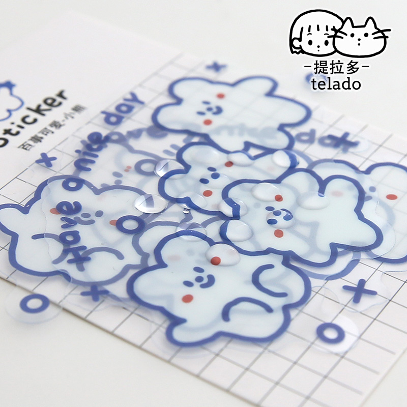 Cute bear rabbit waterproof sticker ins mobile phone decoration hand account cartoon pet water cup sticker material small pattern