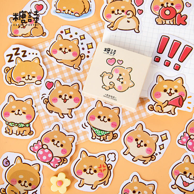 Cute Cartoon Puppy Chai Dog Little Fresher Hands Account Growth Manual Decorative stickers Comic Book Diy Material Box Clothing