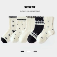 ML24-8110 Лолита Черно-белый лук [весна и осенние хлопковые носки] 5 пар