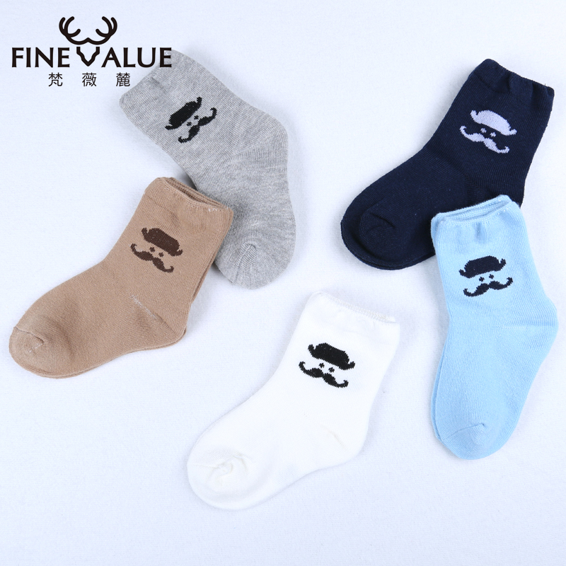 finevalue儿童纯棉袜5双装