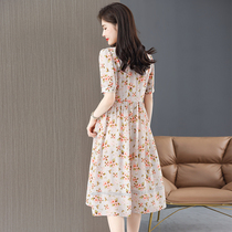 Special cabinet upscale real silk dress lady 2022 summer new French style broken flowers mulberry silk dress fashion tide