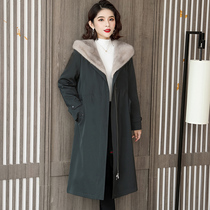 Pie overcomes the large coat of women 2021 Winter new ferrets Fur Collar Detachable Rabbit Fur Liner Fur Coats
