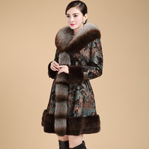 Fox fur collar genuine leather down clothes woman in the middle of a fur coat in the middle aged fashion moms dress foreign air jacket