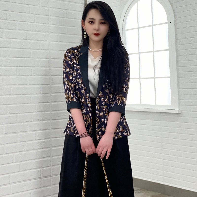 Heavy Weights True Silk Suit Jacket Woman Temperament Minor West Suit Foreign Pie Printed Mulberry Silk Blouse 2022 New