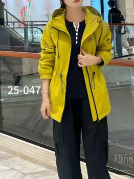 Ying Ming Qi Official Store Genuine Product Model 047, Plus-Size, Fashionable, Casual, Loose-Fitting, Slimming, Mid-Length Windbreaker