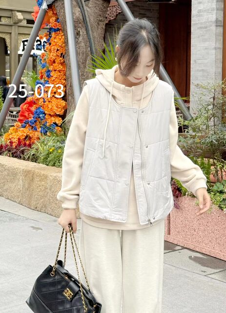 Ying Mingqi Official Store Genuine Product Model 073, Plus-Size, Fashionable, Casual, Loose-Fitting, Slimming Sweatshirt and Vest Two-Piece Set