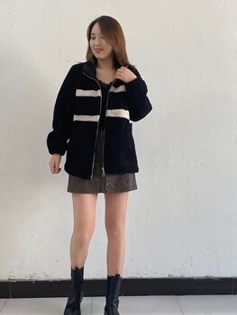 Ying Ming Qi's Exclusive Store Genuine Product, Model 179, Plus-Size, Fashionable, Casual, Loose-Fitting, Slimming, Leather and Fur Integrated Coat