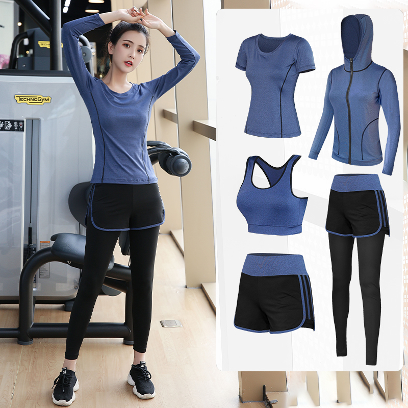 Sports suit female spring and summer gym yoga clothes 2021 new professional morning running clothes Qiujia net red quick-drying