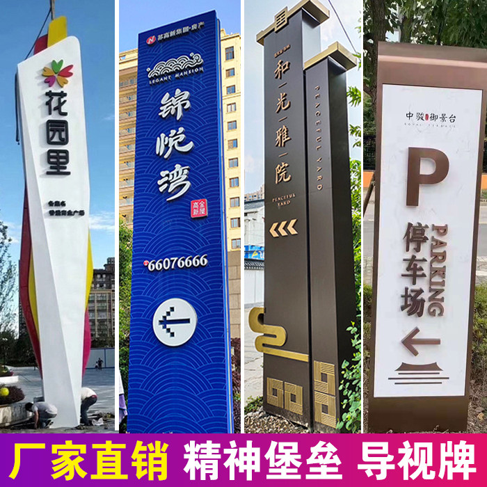 Stainless steel standing sign guide plate spirit fortress advertising sign sign parking lot signage vertical light guide plate