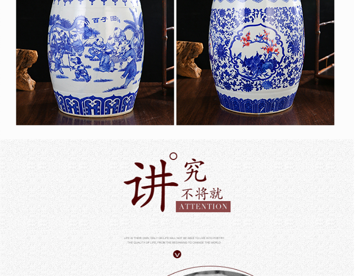 Jingdezhen ceramic barrel ricer box tank 20 jins 30 jins of 50 kg sealed storage tank with cover sealed container