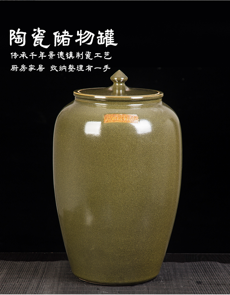 Jingdezhen ceramic barrel ricer box ceramics with cover 20 jins 30 jins of 50 kg 100 jins tank storage tank