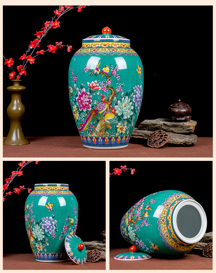 Jingdezhen ceramic barrel ricer box store meter box 20 jins 50 kg of the packed with cover seal storage tank with moistureproof insect - resistant