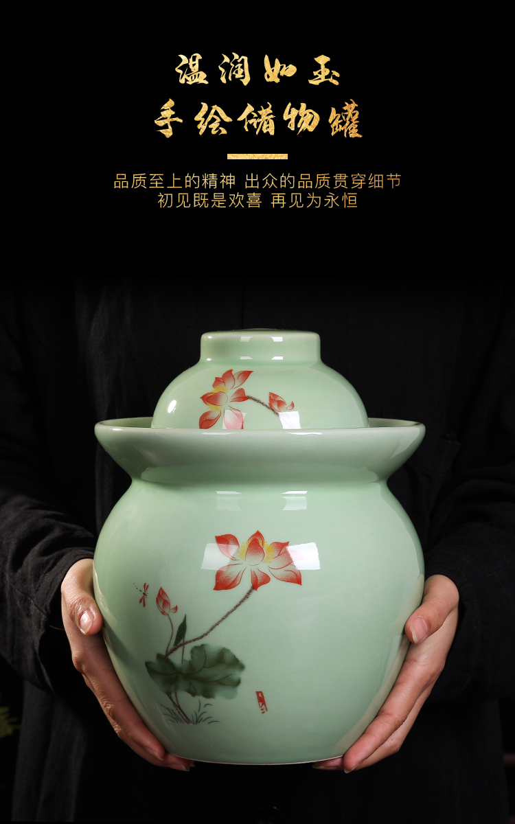 Jingdezhen ceramic pickle jar household small pickled pickles pickles multigrain storage tank sealing pickle jar