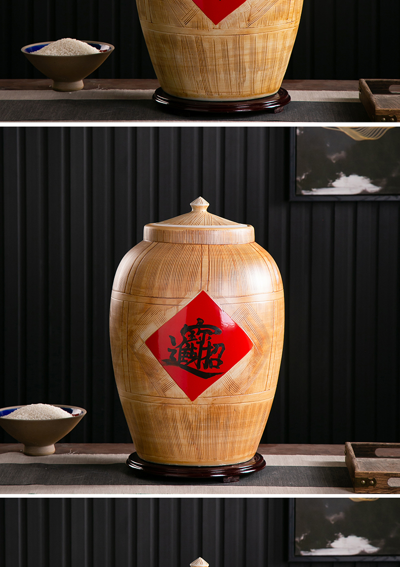 Jingdezhen ceramic barrel ricer box 20 jins 30 jins 50 jins, 100/storage tank with cover seal moisture insect - resistant rice pot