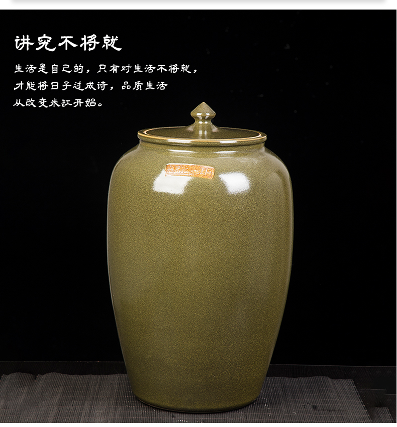 Jingdezhen ceramic barrel ricer box ceramics with cover 20 jins 30 jins of 50 kg 100 jins tank storage tank