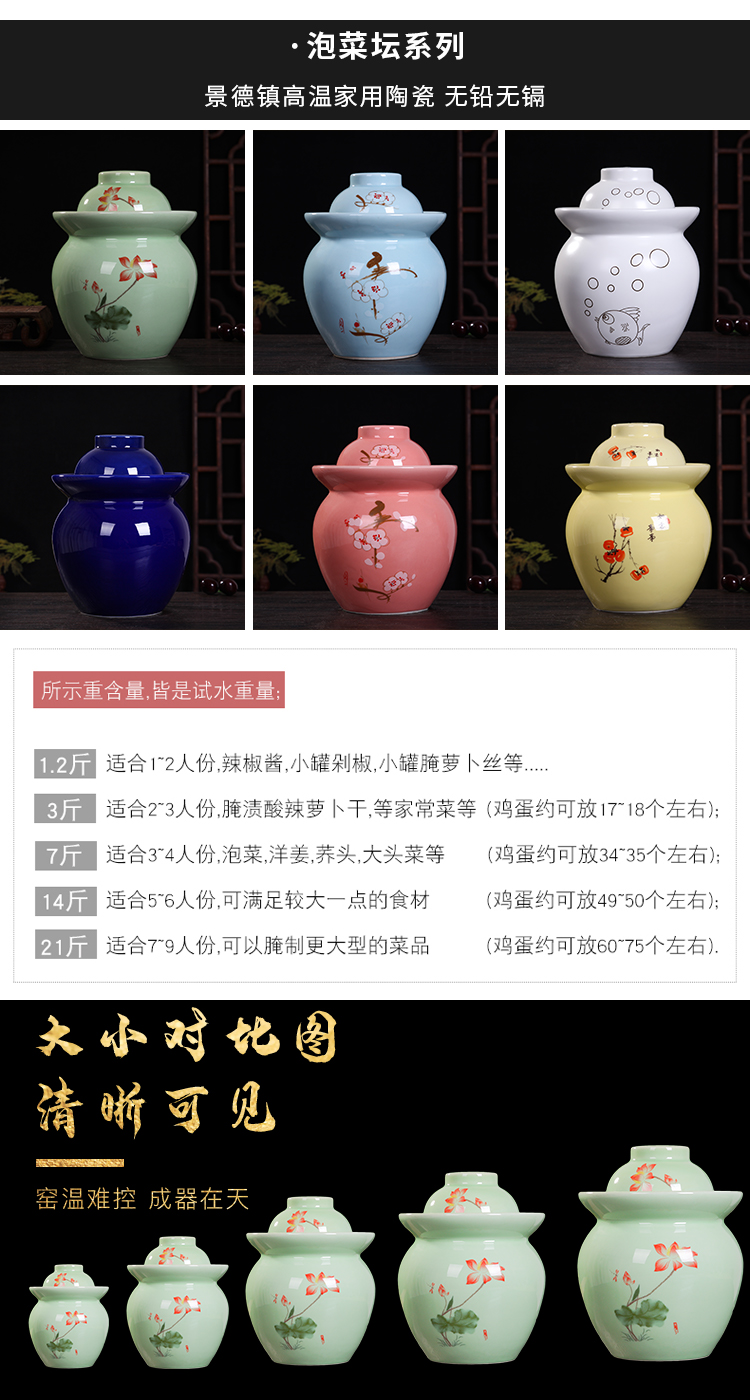 Jingdezhen ceramic pickle jar household small pickled pickles pickles multigrain storage tank sealing pickle jar