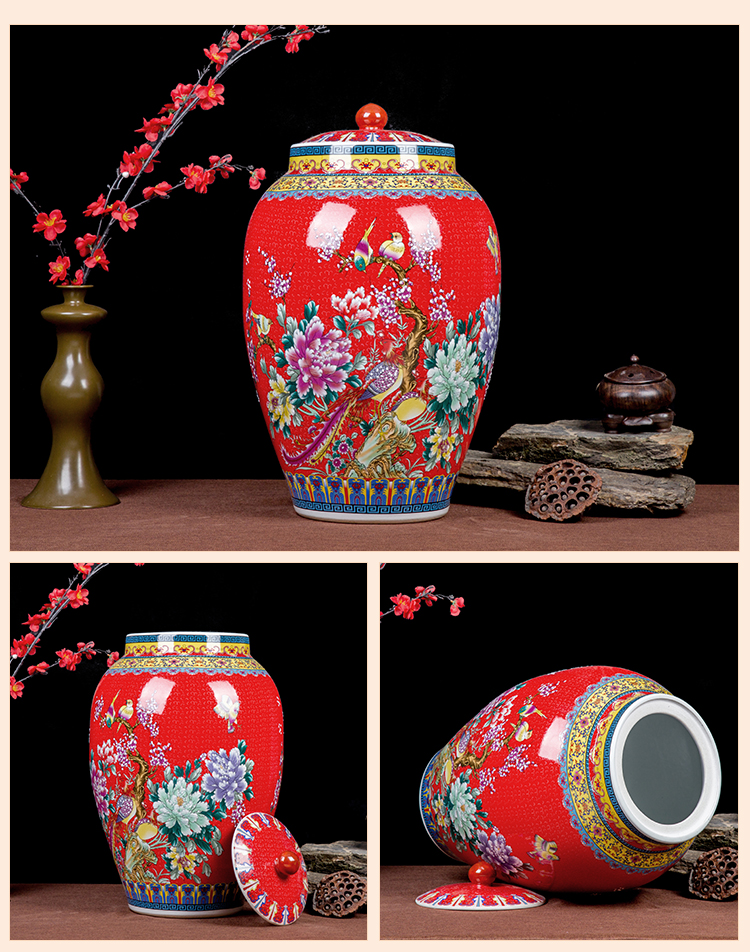 Jingdezhen ceramic barrel ricer box store meter box 20 jins 50 kg of the packed with cover seal storage tank with moistureproof insect - resistant