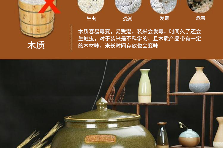 Jingdezhen ceramic barrel rice bucket 50 jins home 20 jins storage bins with cover seal insect - resistant moistureproof tank