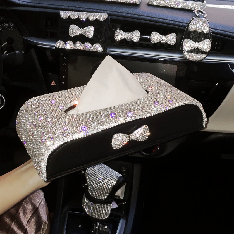 Car towels box inlaid with butterfly knots sanitary paper boxes Napkins Cardboard Boxes Swing girls Fashion car Interior Supplies