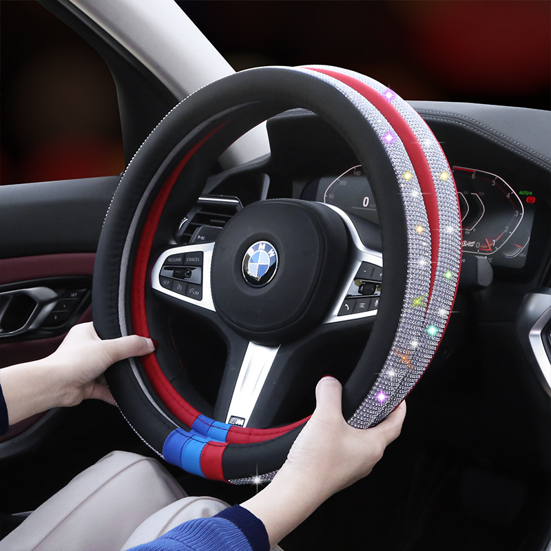 Car interior network red drilling car wheel for steering wheel female Korean cute car mounted wheel for four seasons