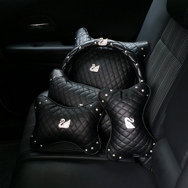 Car interior swan inlaid drill car with pillow waist close to pillow car-mounted cushion inlaid drill pillows against pillows and pillows