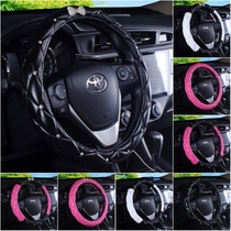 Car Steering Wheel Sleeve Lady Insert Drilling All Season Universal Benz BMW Volkswagen cute with water drill leather handlebar sleeve