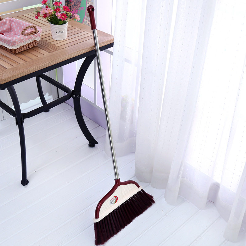 Stainless steel soft hair sweep for home sweeping single cleaning tool 4 rows of silk enlarge broom living room plastic broom