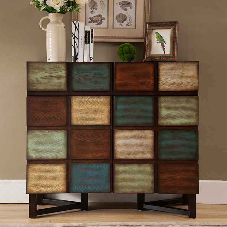 American country porch cabinet solid wood European shoe cabinet retro hall cabinet decorative cabinet storage storage cabinet