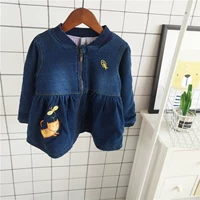 18 năm của mùa đông quần áo trẻ em mới cô gái trẻ nhỏ denim cộng với áo khoác nhung mềm áo khoác áo khoác cho be gái 12 tuổi