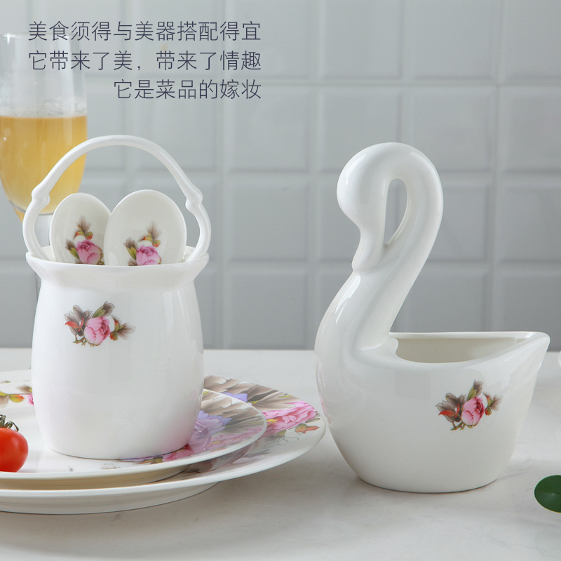 The dishes suit household of Chinese style of jingdezhen ceramic tableware ipads China dinner set of chopsticks plate contracted high - grade combination