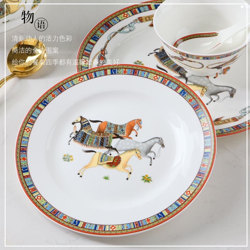 The head of 60 ipads porcelain tableware suit of jingdezhen ceramics tableware suit Chinese style household gift set of dishes set chopsticks