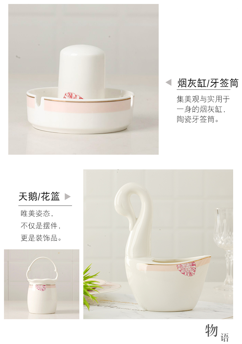 The dishes suit household jingdezhen Europe type style is contracted and pure and fresh ipads porcelain tableware ceramic rice bowl chopsticks gift combination