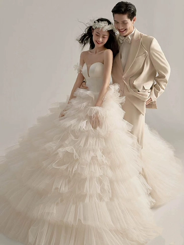 Ретро белое свадебное платье подходит для фотосессий для влюбленных, французский стиль