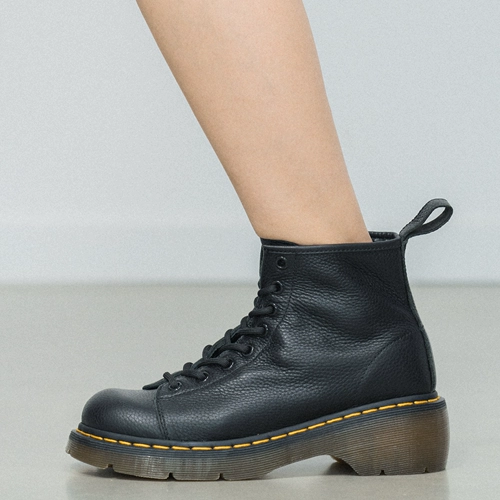 Martens, демисезонные ретро черные короткие сапоги в английском стиле, в британском стиле, визуально стройнят, увеличивают рост, из натуральной кожи