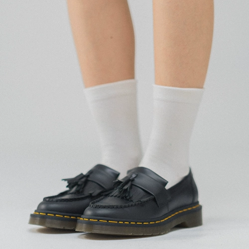 Martens, низкие ретро черные лоферы в английском стиле подходит для мужчин и женщин, из натуральной кожи, в британском стиле