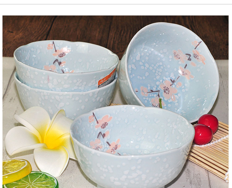 Arst Yacheng De bộ đồ ăn bằng gốm sứ chính hãng Bát gạo đầy màu sắc Hoa sen thơm Jieao cao chân nhỏ bát 4,5 inch * 4 bộ chén đĩa cao cấp