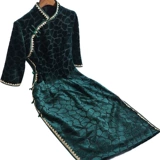 Демисезонное длинное ципао, бархатное платье с рукавами, 2020 года, китайский стиль