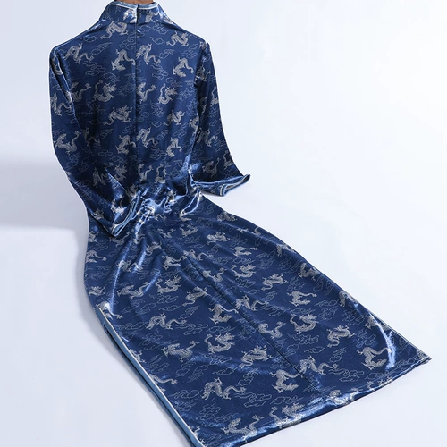 Бархатное демисезонное ципао, элегантное ретро платье, 2020 года, китайский стиль, длина миди